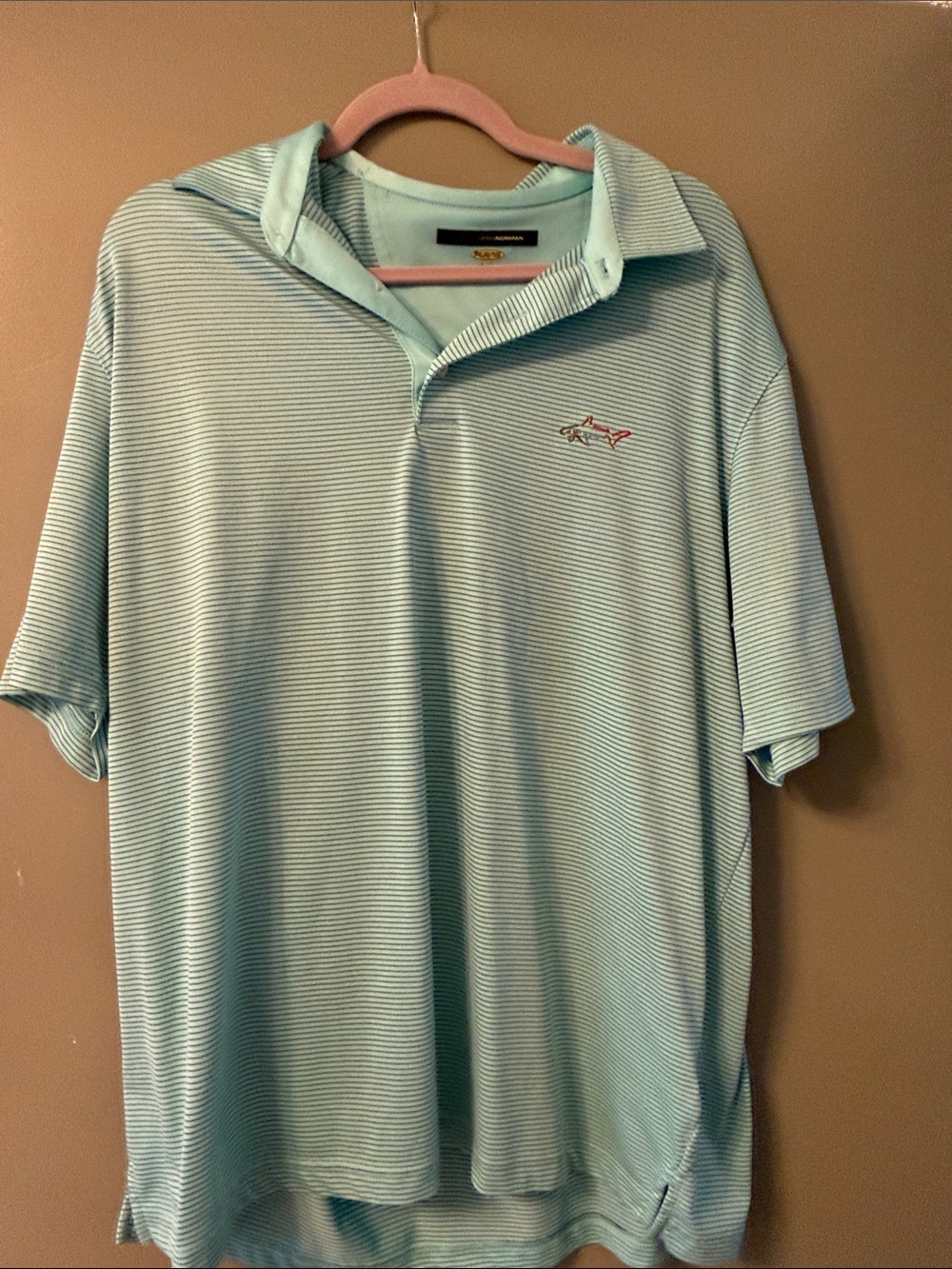 Greg Norman Collection Light Blue Striped Polo